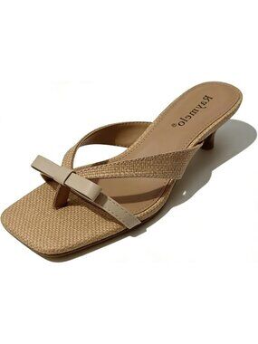 Women's Wood Grain PU Slip-On Open Toe Party And Summer Wear Heeled Sandals